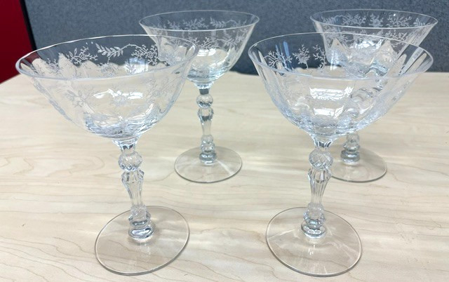4 Vintage Fostoria Chintz Etched 5.5\