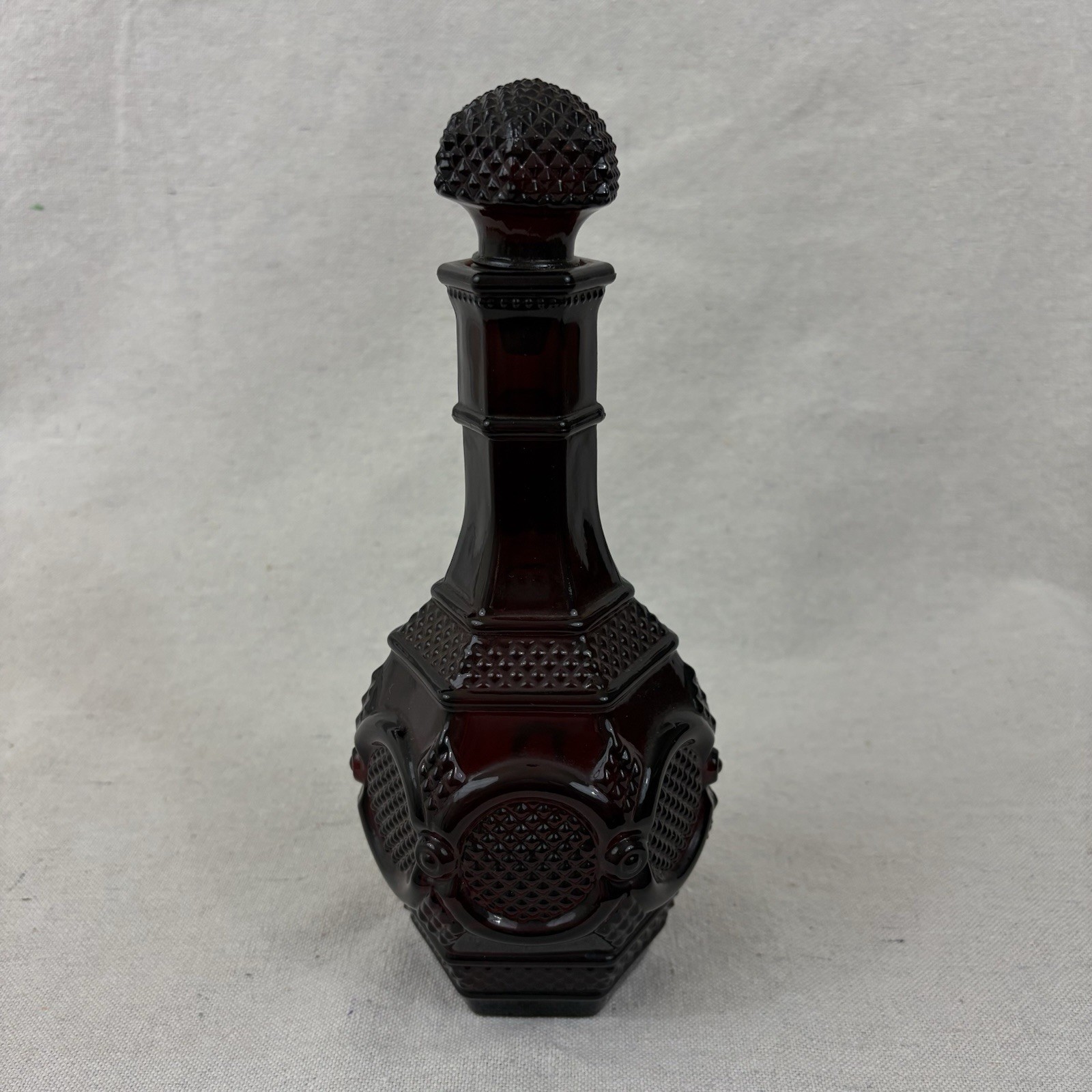 Vintage Avon 1876 Cape Cod Collection Decanter Ruby Red Glass 9.5\