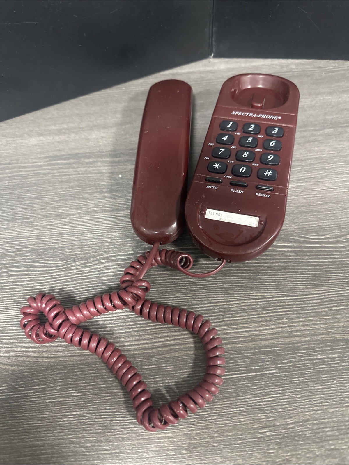Vintage Spectra-Phone TP-9 Burgundy Trimline Push Button Telephone