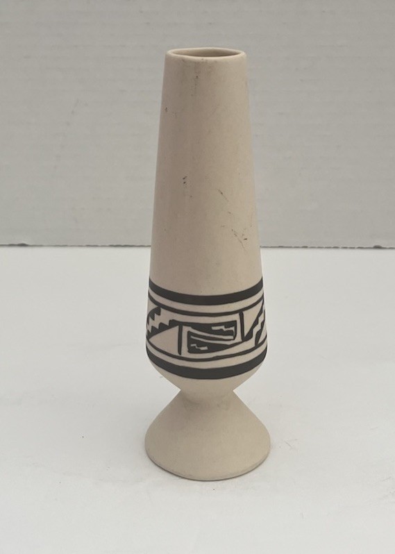 Hand Painted Native American Pottery Bud Vase Marked 6” SALE