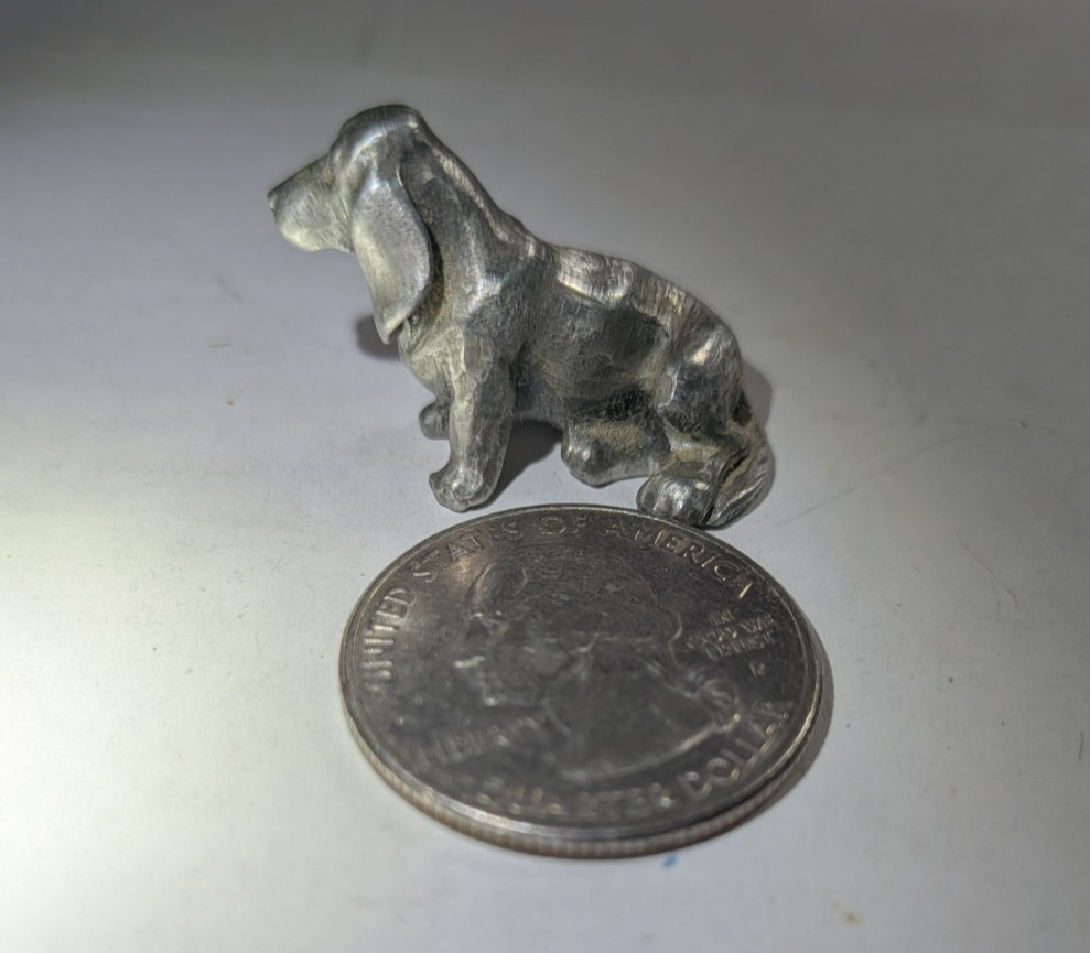 Vintage 1982 RAWCLIFFE Pewter Dog BASSET Miniature Collectible Figurine