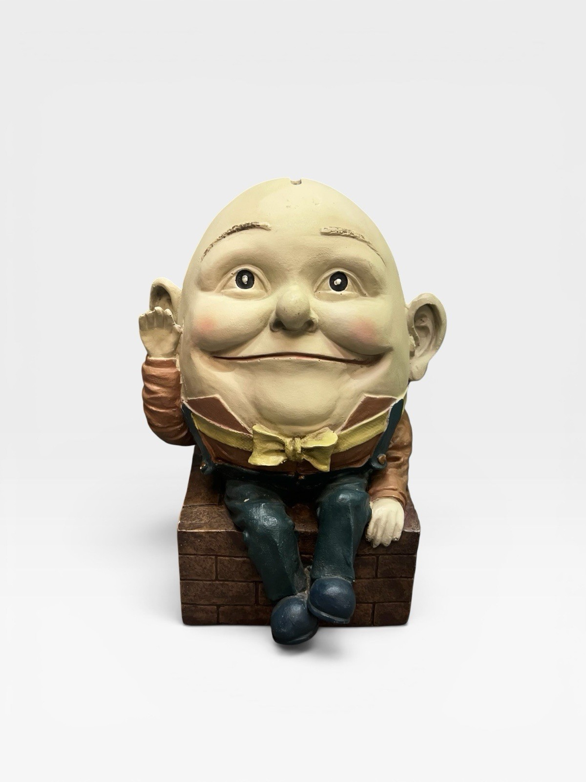 Vintage Humpty Dumpty Figure Sitting On Wall Figural Bank Nursery Decor Resin