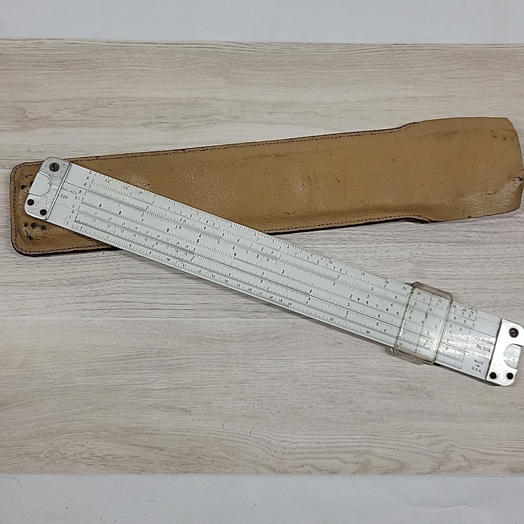 Vtg Fullerton ACU No. 500 Slide Rule w/ Original Sheath Acumath
