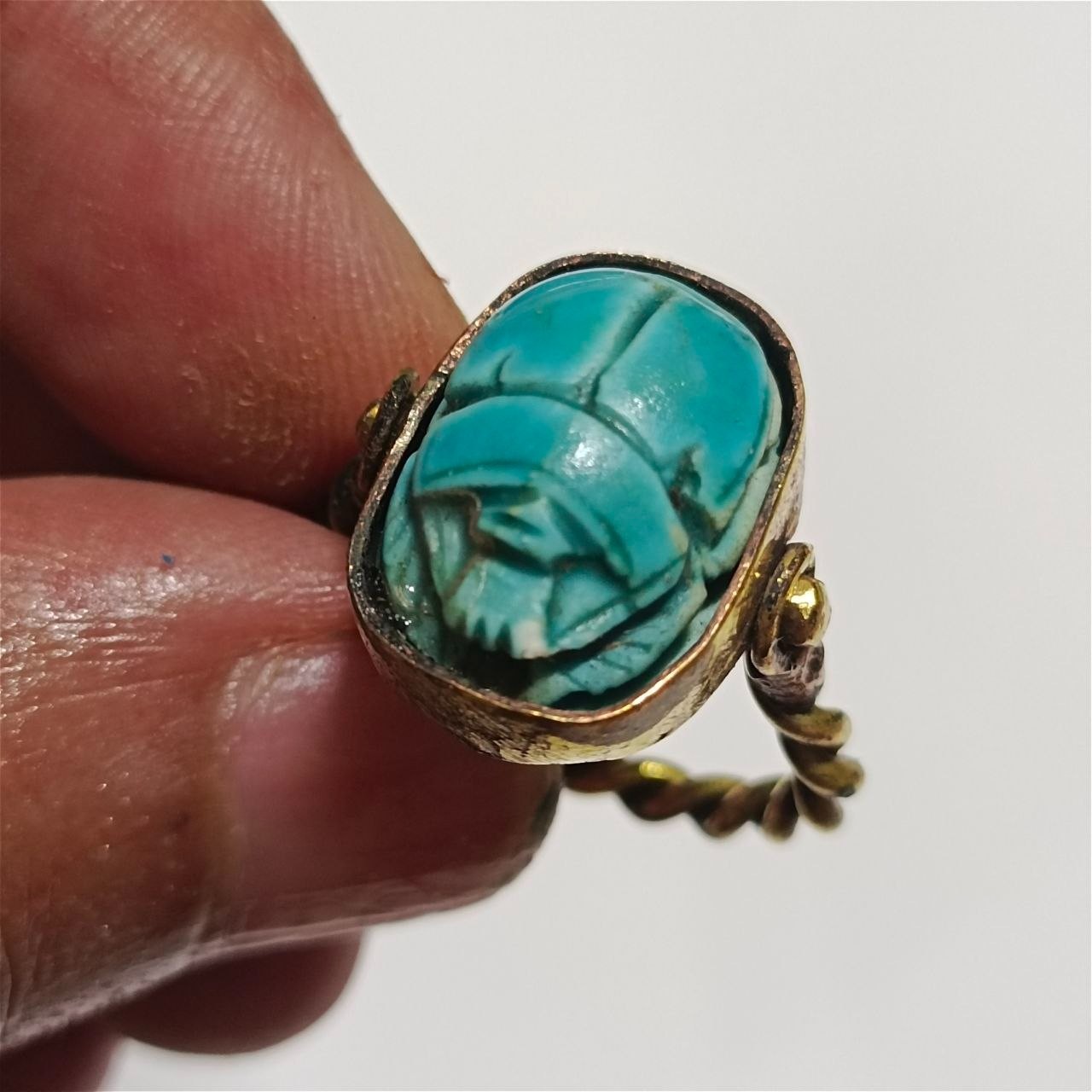 Handmade Egyptian Scarab Ring, Copper Design, Pharaonic Heritage Style Handmade Egyptian Scarab Ring, Copper Design, Pharaonic Heritage Style