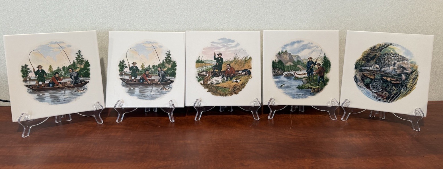 Currier And Ives 8” Square Decorative Tiles U S A 