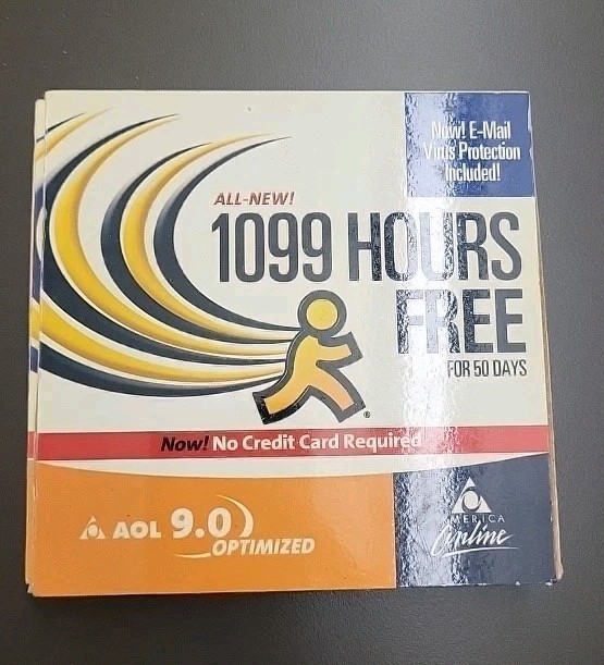 AOL 9.0 Optimized 1099 Hours Free Vintage Promo CD Rom NEW 