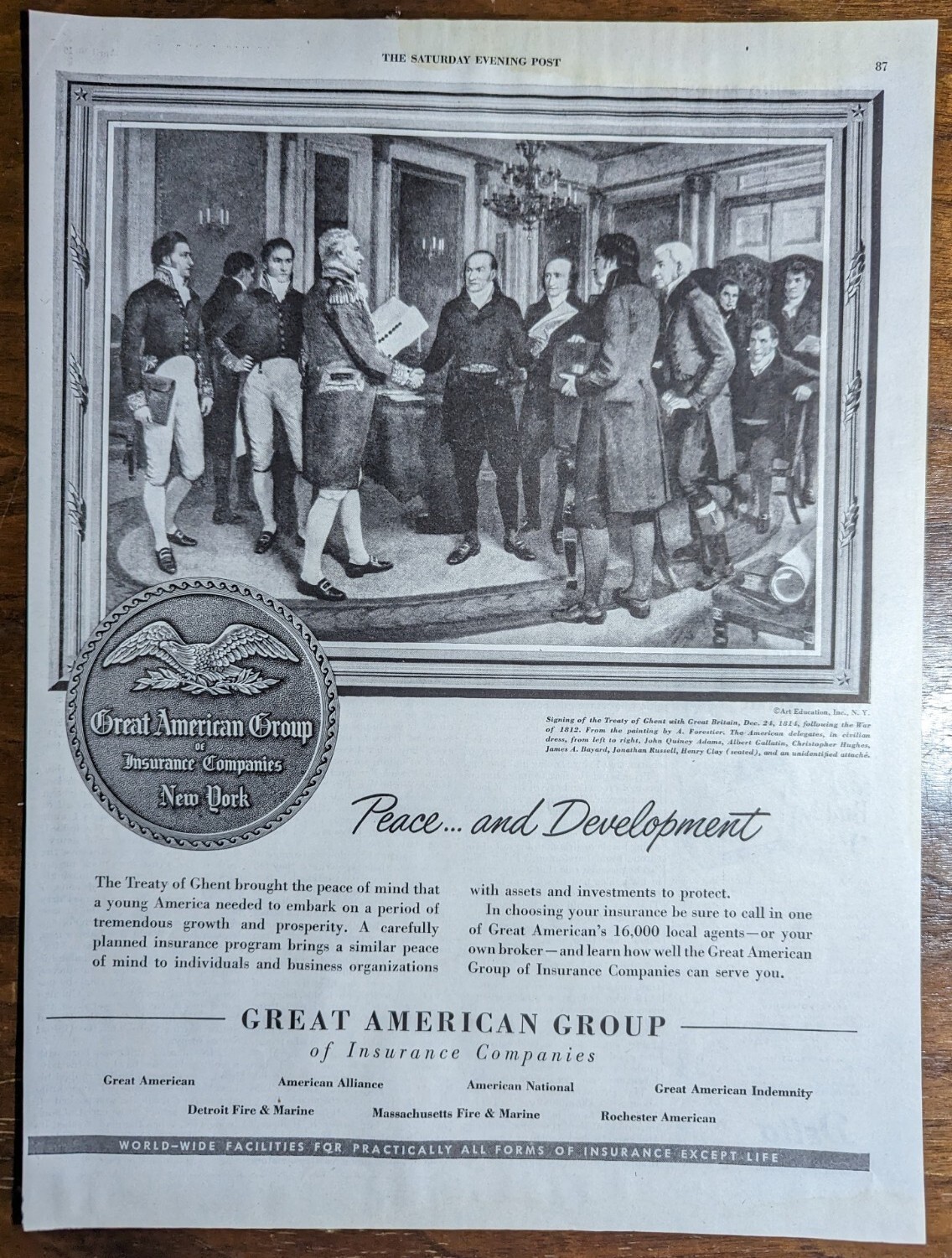 Great American Group Insurance 1949 Vintage Folio Print Ad Great American Group Insurance 1949 Vintage Folio Print Ad