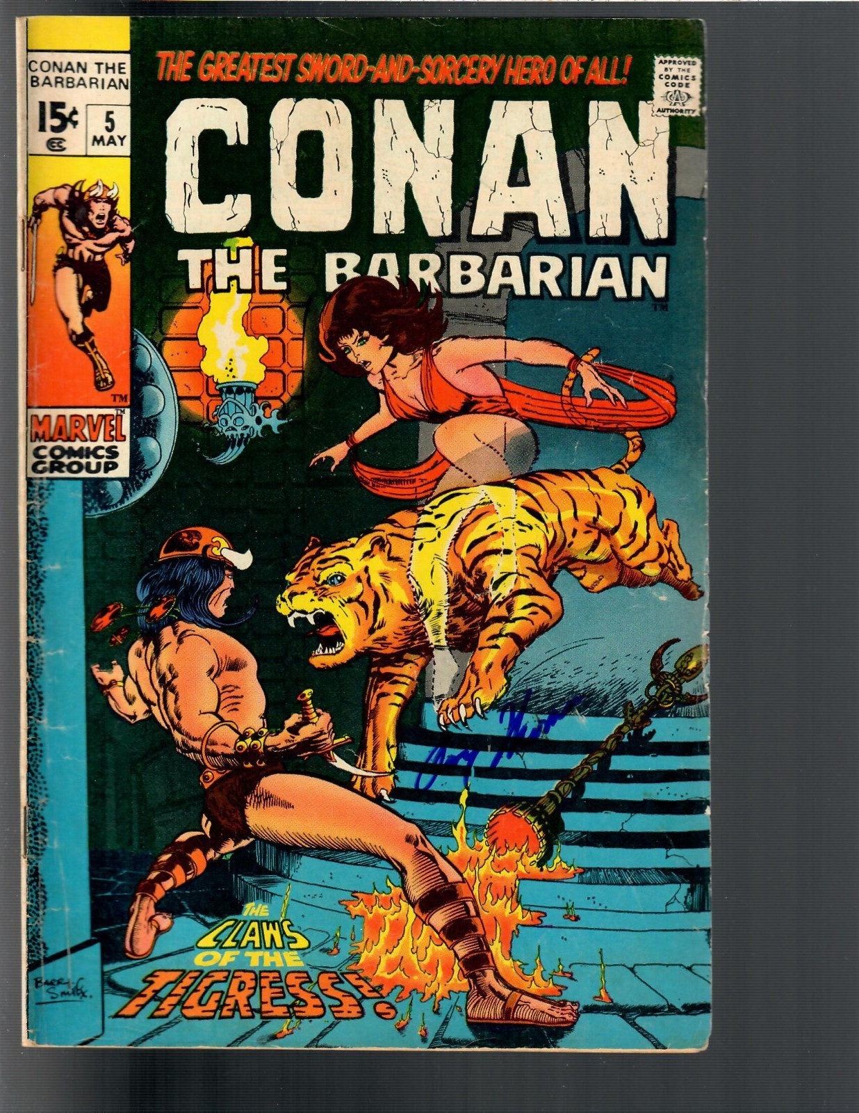 CONAN THE BARBARIAN 5 1971 SIGNED ROY THOMAS VG+ 4.5 LOOKS NICE CONAN THE BARBARIAN 5 1971 SIGNED ROY THOMAS VG+ 4.5 LOOKS NICE