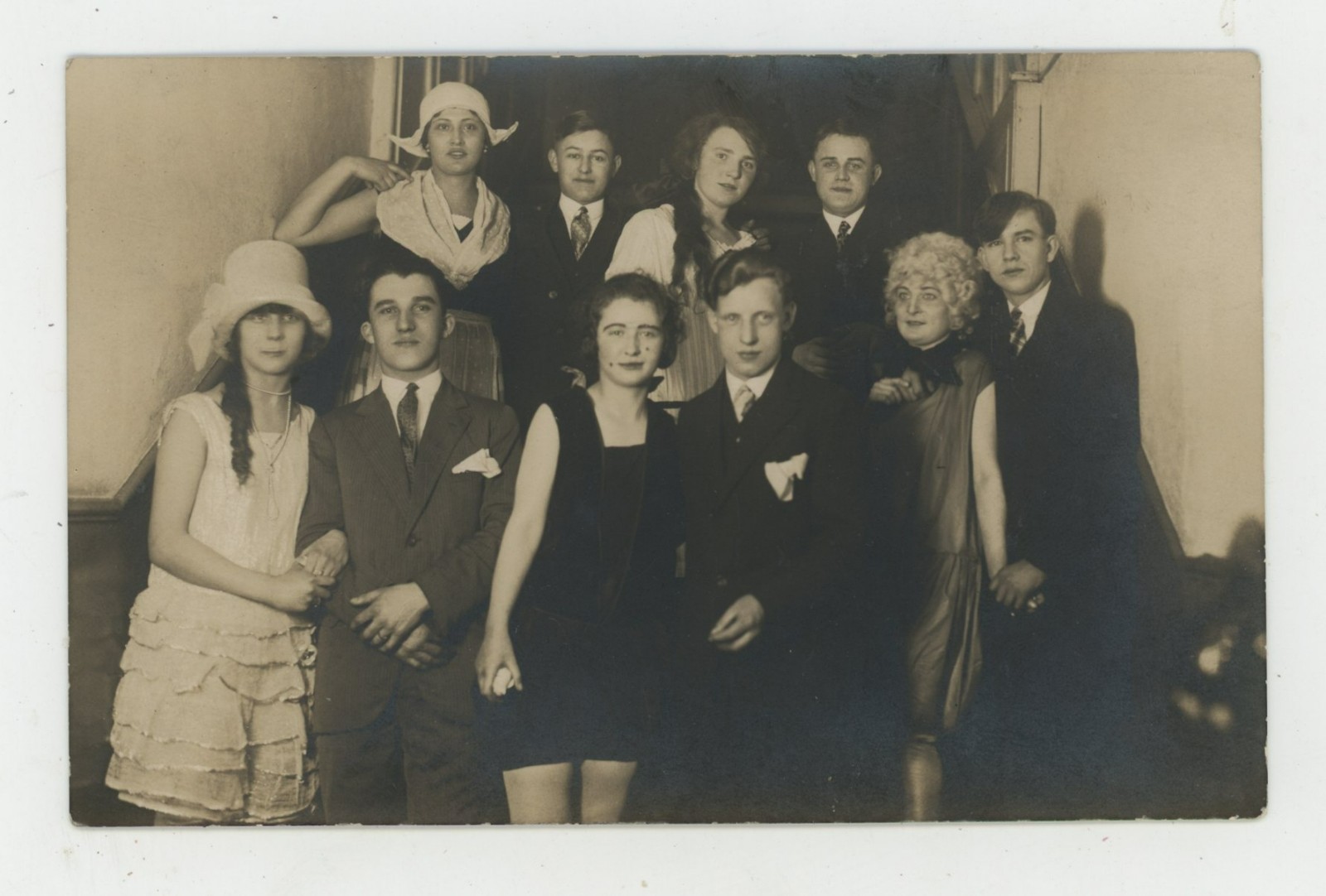Vintage Postcard People RPPC Group Photo Men Women Unposted