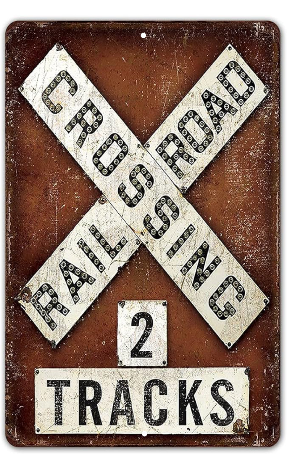 Railroad Crossing Two 2 Train Tracks Sign Tin Vintage Look Garage Bar Decor Railroad Crossing Two 2 Train Tracks Sign Tin Vintage Look Garage Bar Decor
