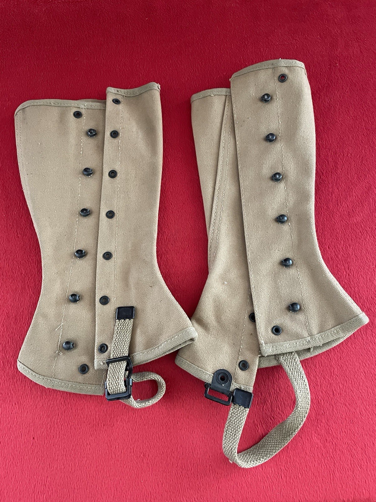 Original WW2 U.S. Navy/USMC Named Canvas Leggings Gaiters Size 2 WWII 1944 ID\'d