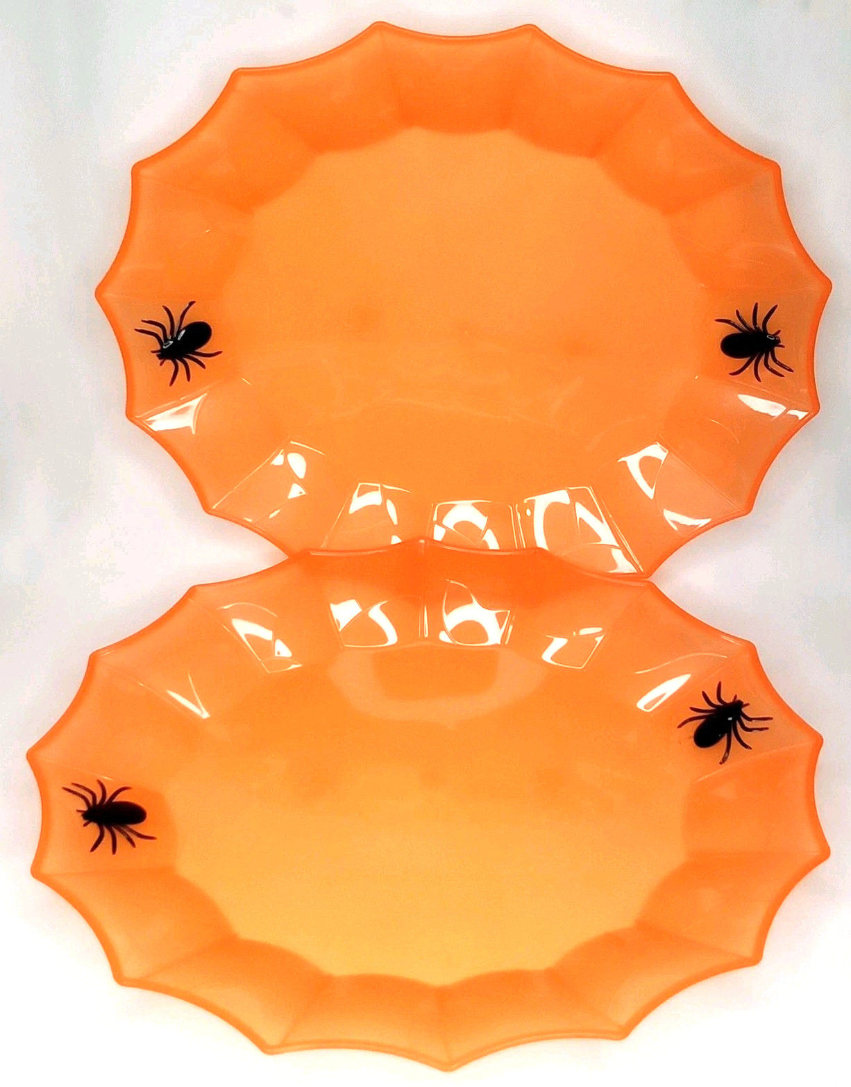 Vintage 1990s Spider Web Large Plastic Halloween Tray Set Of 2