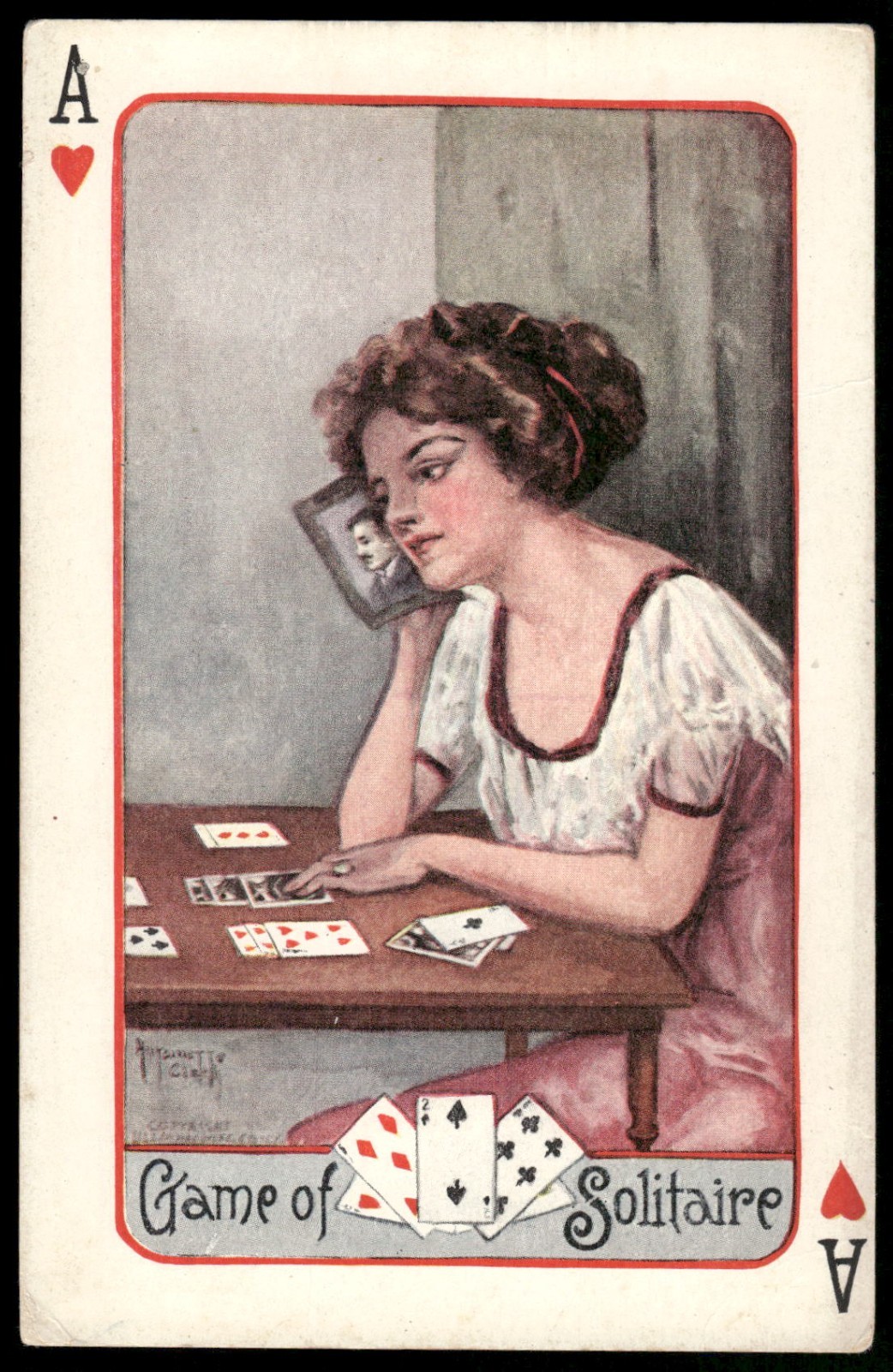 Postcard Lady Plays Game of Cards Solitaire Postcard Lady Plays Game of Cards Solitaire
