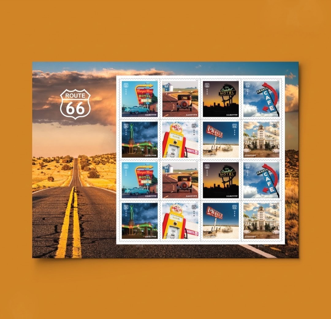 2026 Route 66 Forever Stamps Sheet of 16 Nature, Roads 2026 Route 66 Forever Stamps Sheet of 16 Nature, Roads