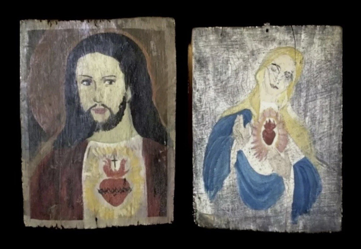 Pair of 19th Century Jesus & Mary Icons - Badillo Museum Collection Philippines