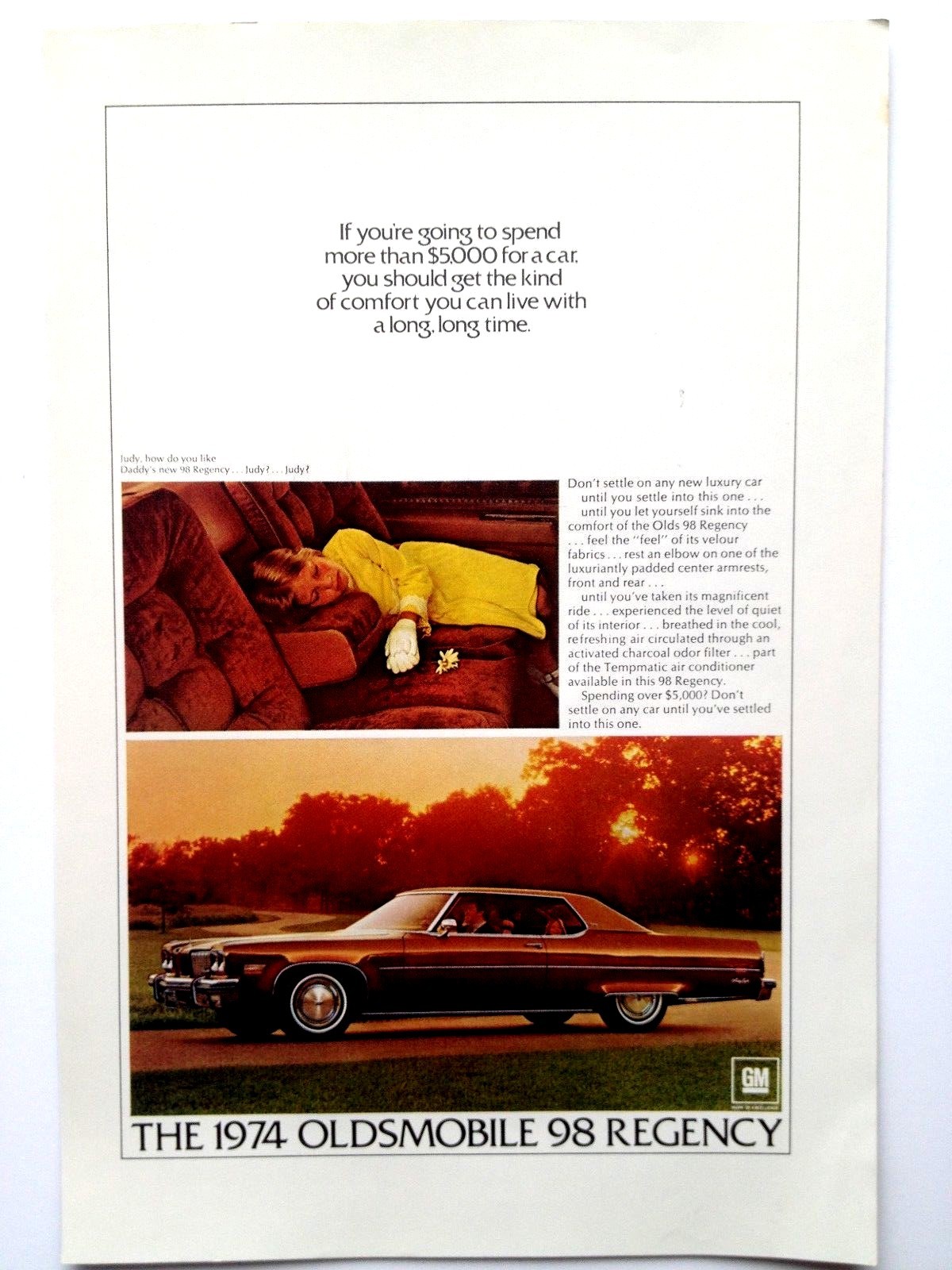 1974 Oldsmobile 98 Regency Print Ad Going To Spend