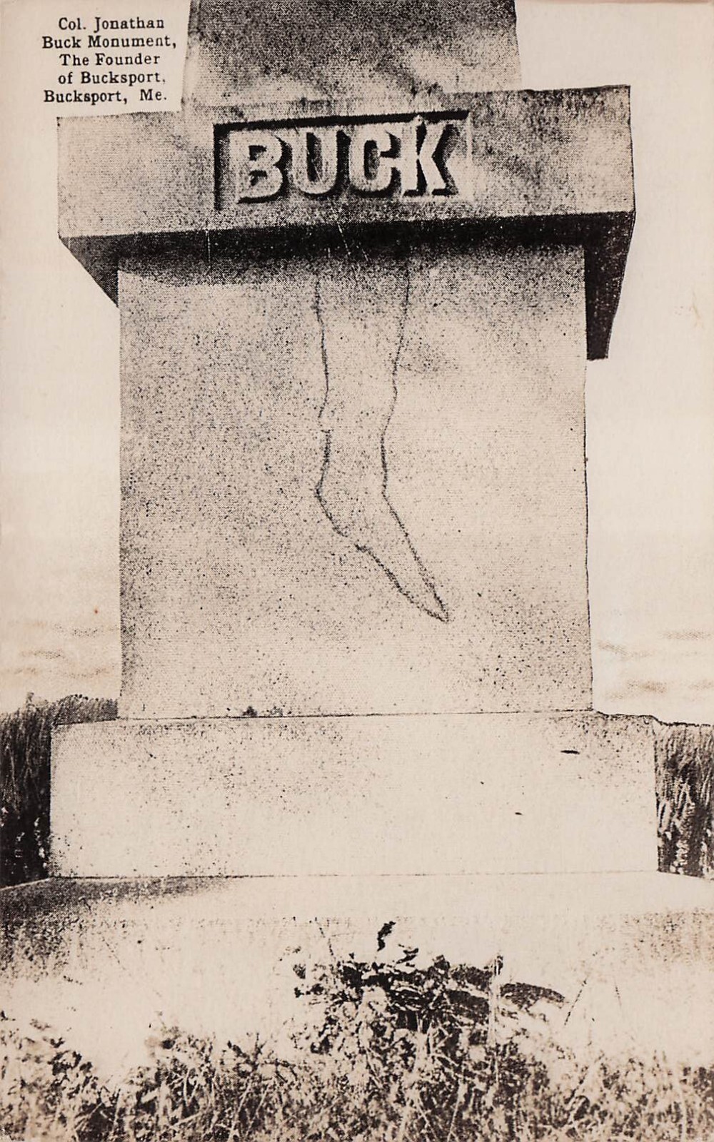 RPPC Bucksport ME Maine Jonathan Buck Monument Witch Curse Photo Postcard H28