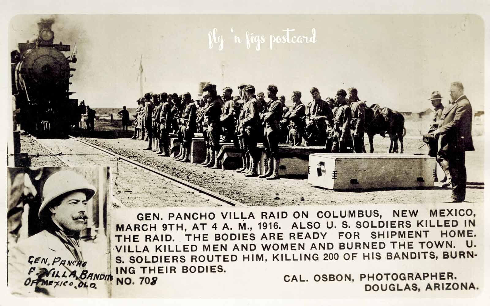 Mexican Revolution Border War Villa Raid Columbus NM U.S. Dead RPPC postcard