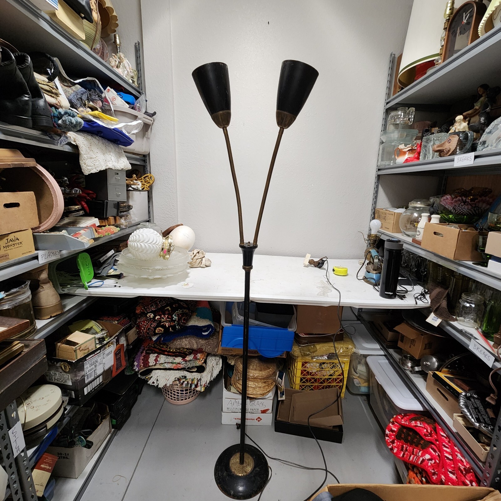 Vintage Mid Century Modern Gerald Thurston Double Gooseneck Cone Floor Lamp BH Vintage Mid Century Modern Gerald Thurston Double Gooseneck Cone Floor Lamp BH