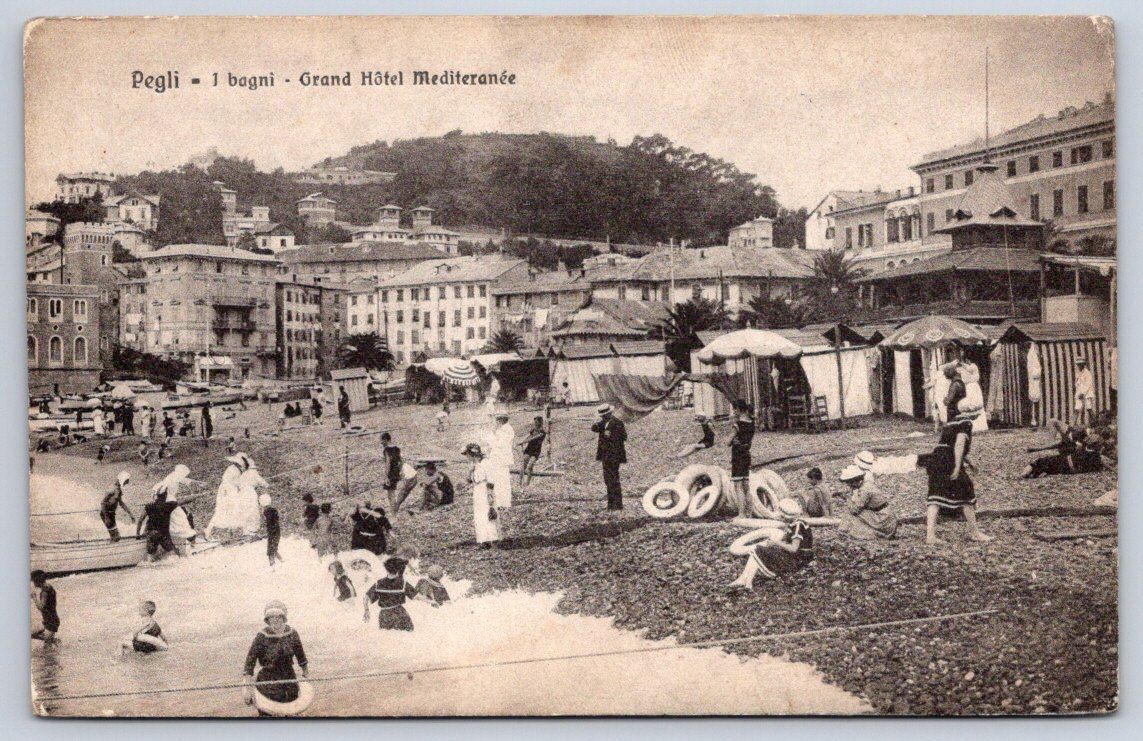 Antique Italy Postcard GENOA Pegli I Bagni Grand Hotel 1910s Antique Italy Postcard GENOA Pegli I Bagni Grand Hotel 1910s