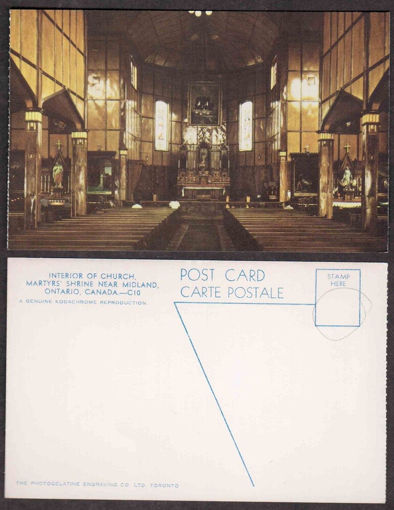 Old Canada Postcard - Midland, Ontario - Marty's Shrine Interior Old Canada Postcard - Midland, Ontario - Marty's Shrine Interior