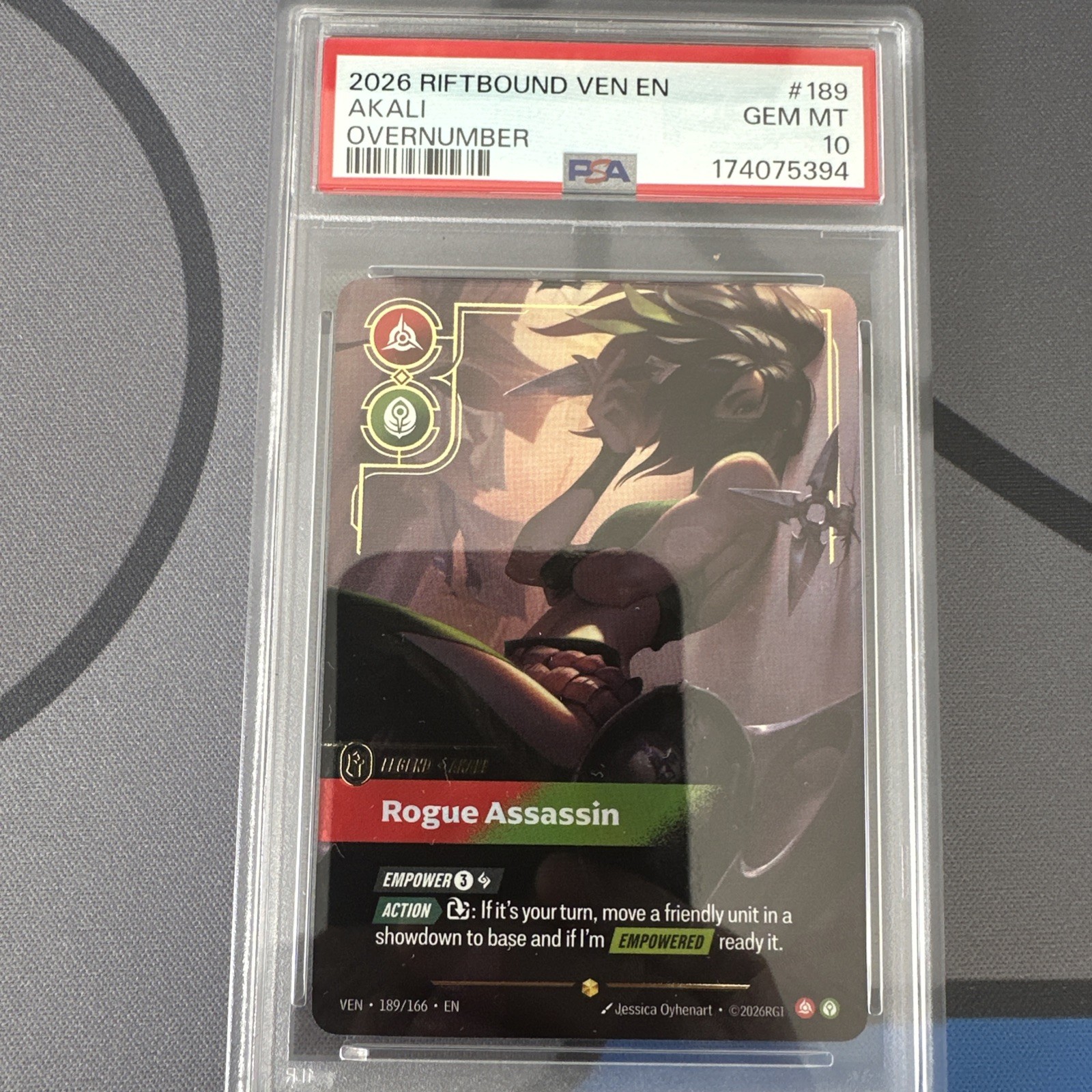 2026 RIFTBOUND: LEAGUE OF LEGENDS VEN-VENDETTA OVERNUMBER AKALI PSA 10