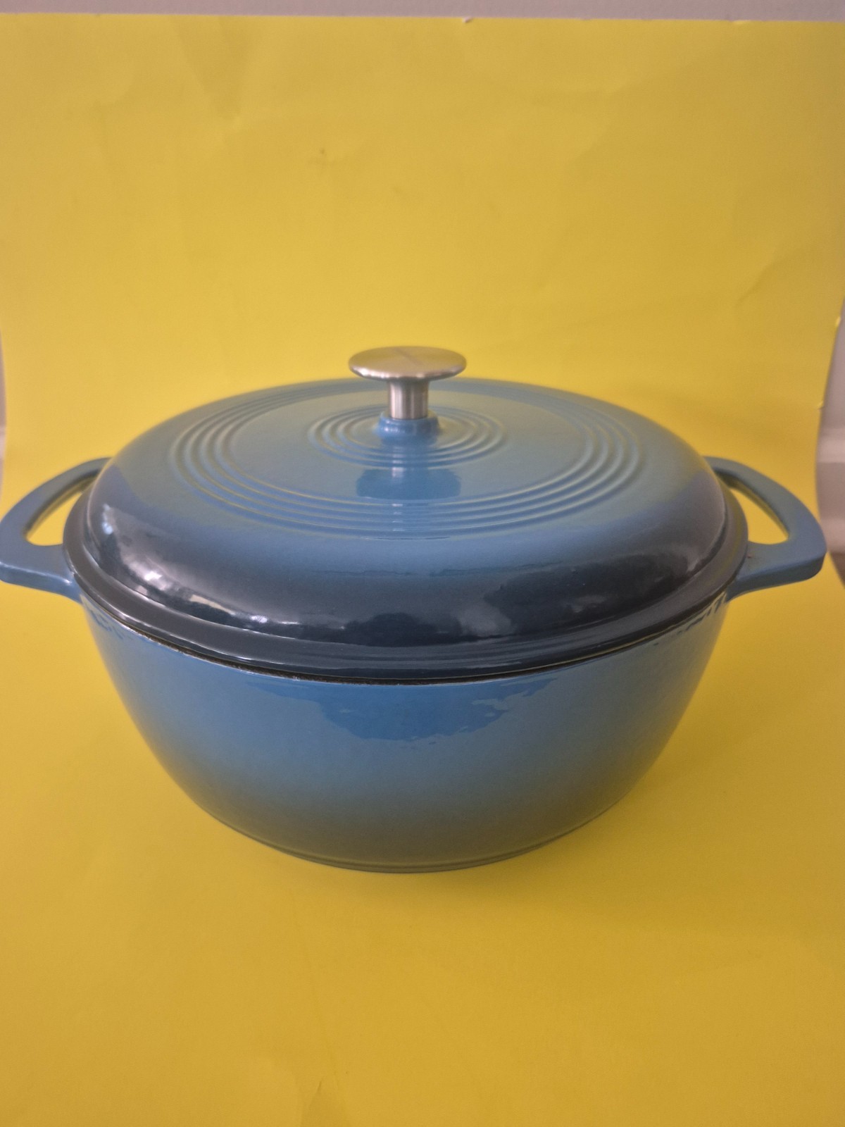 7 QT Blue Enameled Cast Iron Dutch Oven with Lid, Multi‑Purpose Pot