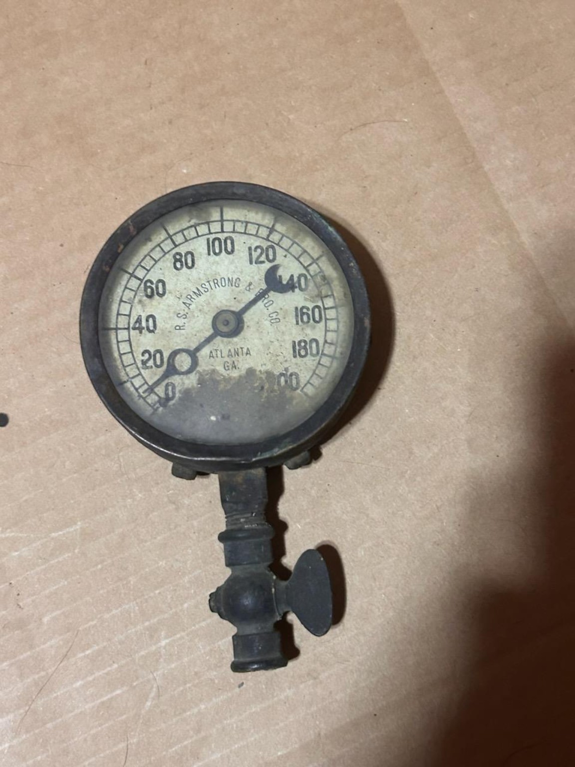 Antique Steampunk R.S. Armstrong Atlanta 0-200 PSI Steam Pressure Gauge w/ Valve Antique Steampunk R.S. Armstrong Atlanta 0-200 PSI Steam Pressure Gauge w/ Valve