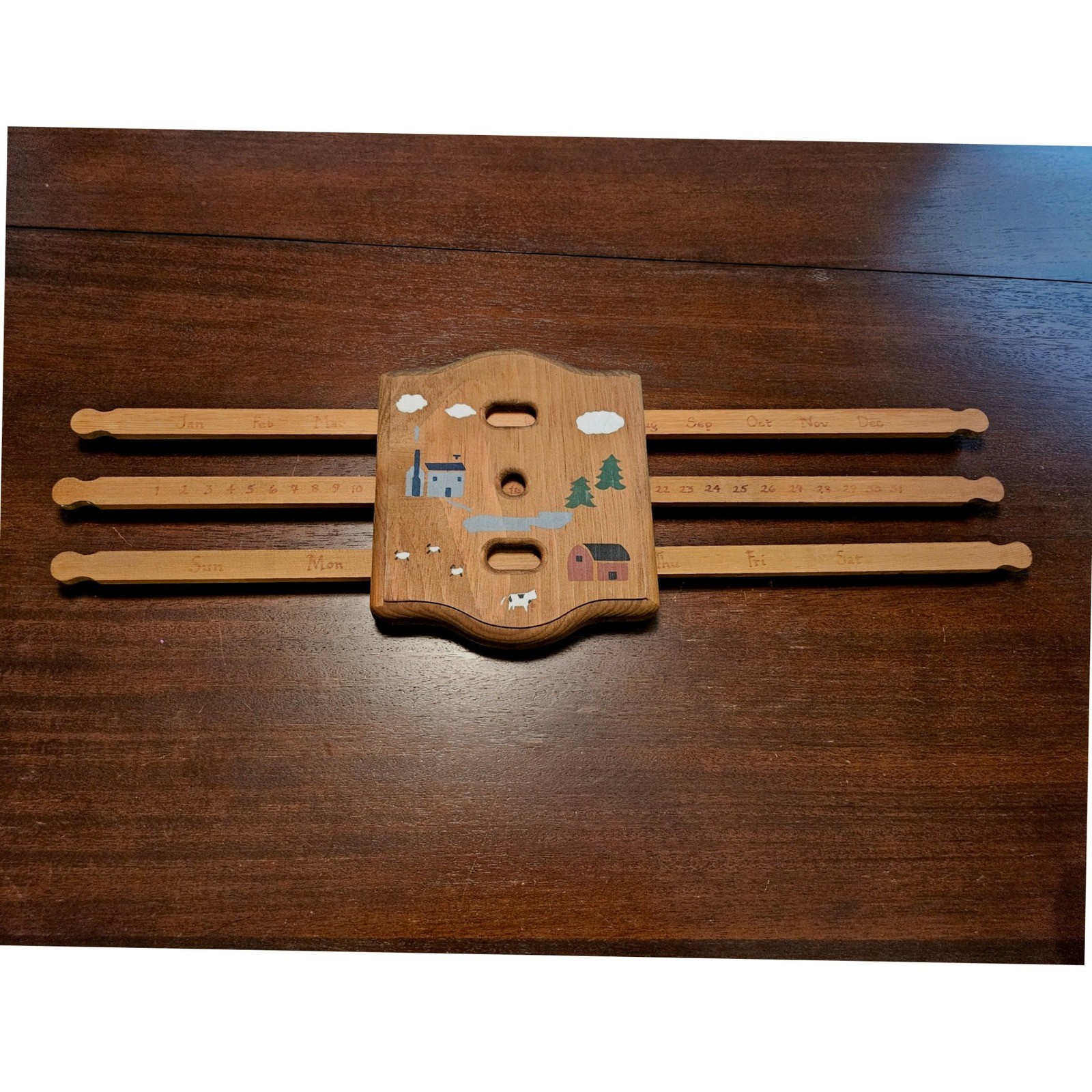 Vintage Perpetual Calendar Home Decor Brown Wood Farmhouse Folk Art Sliders Vintage Perpetual Calendar Home Decor Brown Wood Farmhouse Folk Art Sliders