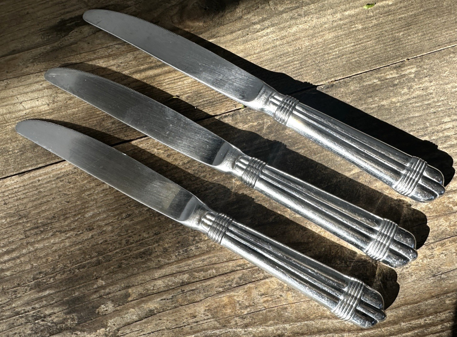 3 Modern Hollow Dinner Knives Towle Amante Georgian House Stainless 9 5/8