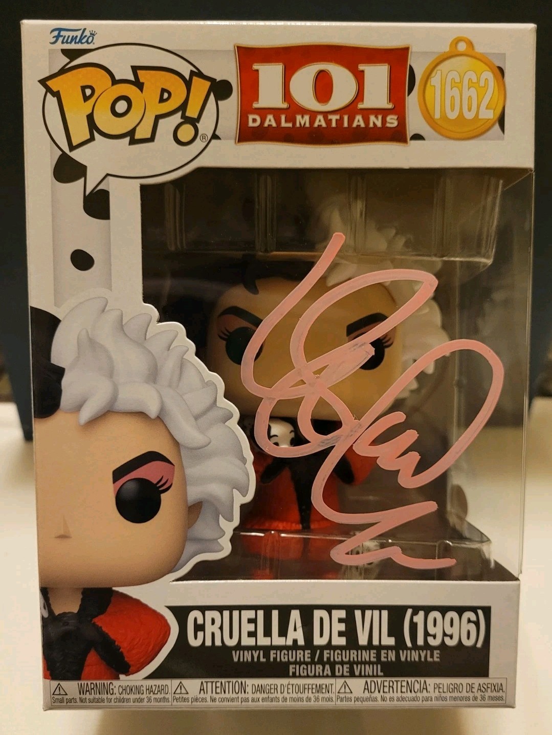 Glenn Close Autographed Funko Pop #1662 Cruella De Vil With CoA