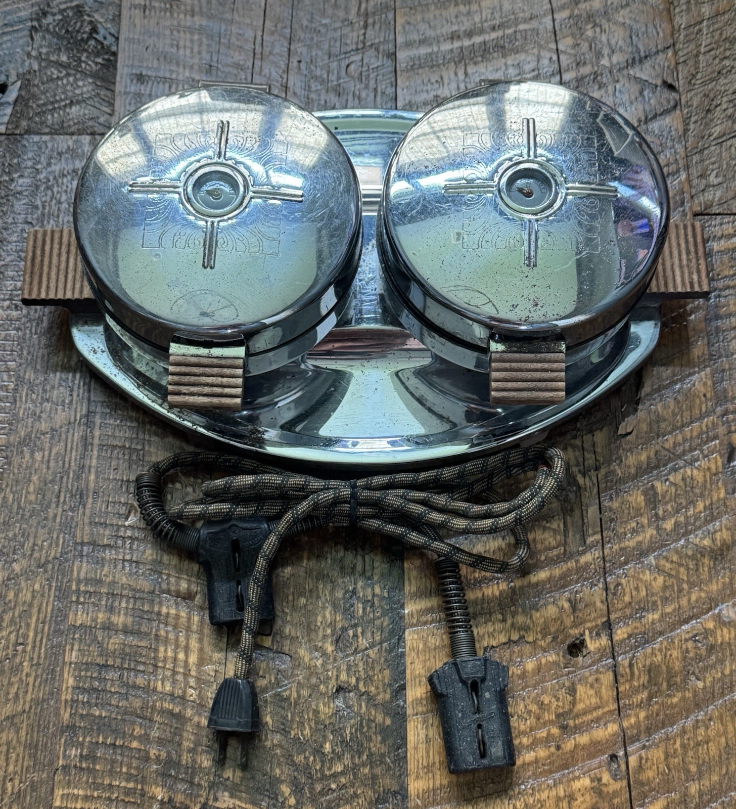 VTG 1920s-1940s Lady Hibbard HIBBARD Dual Waffle Iron & Original Pwr Cord WORKS