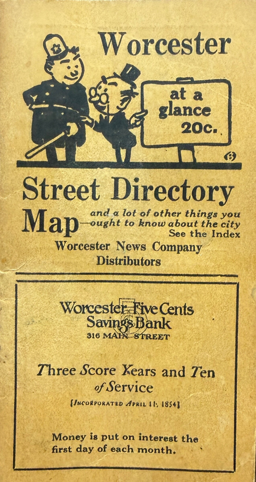 Vintage 1924 Worcester Mass Pocket City Guide Street Directory Fold Out Map Rare Vintage 1924 Worcester Mass Pocket City Guide Street Directory Fold Out Map Rare