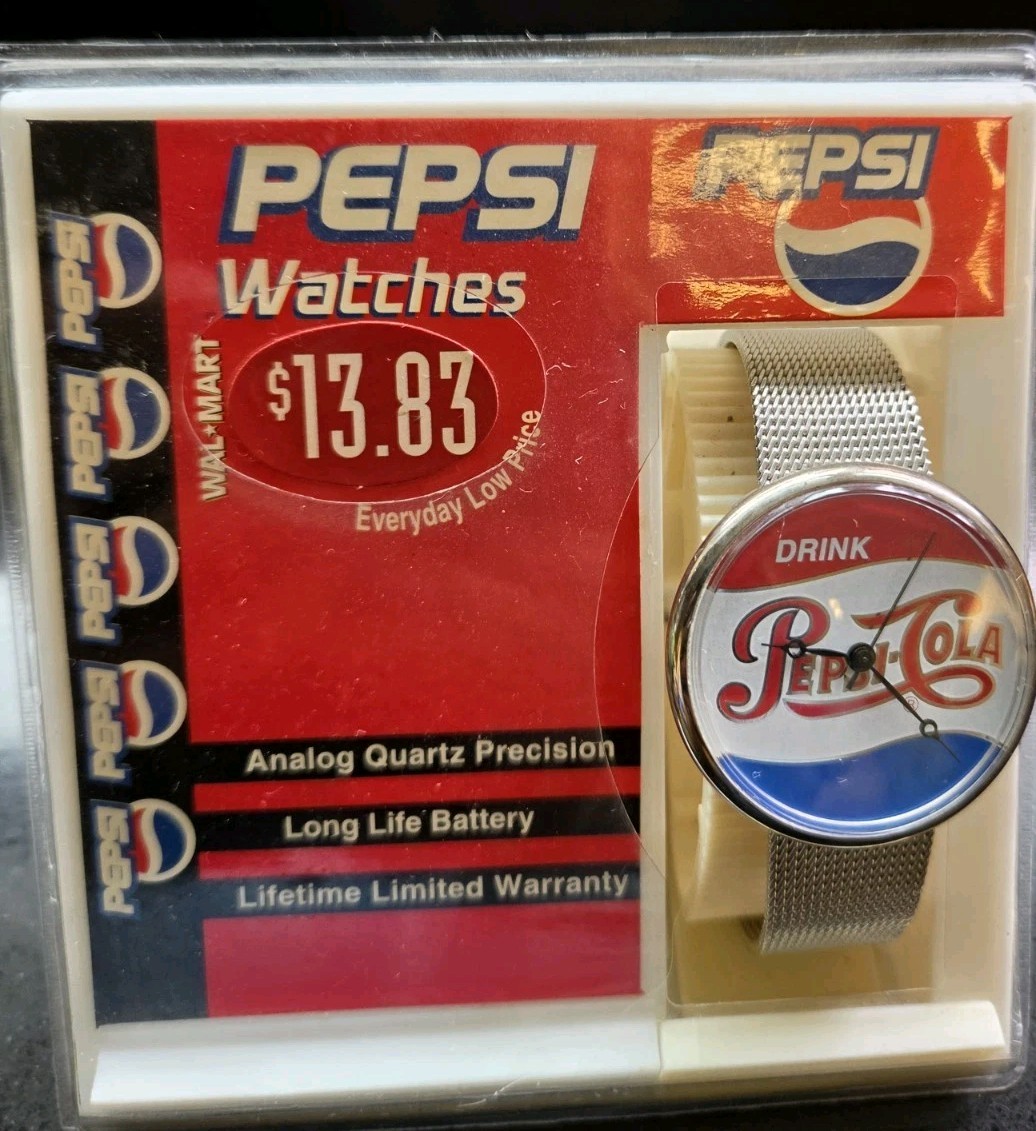 Vintage Pepsi Cola wal mart exclusive watch with display case (needs Battery) Vintage Pepsi Cola wal mart exclusive watch with display case (needs Battery)