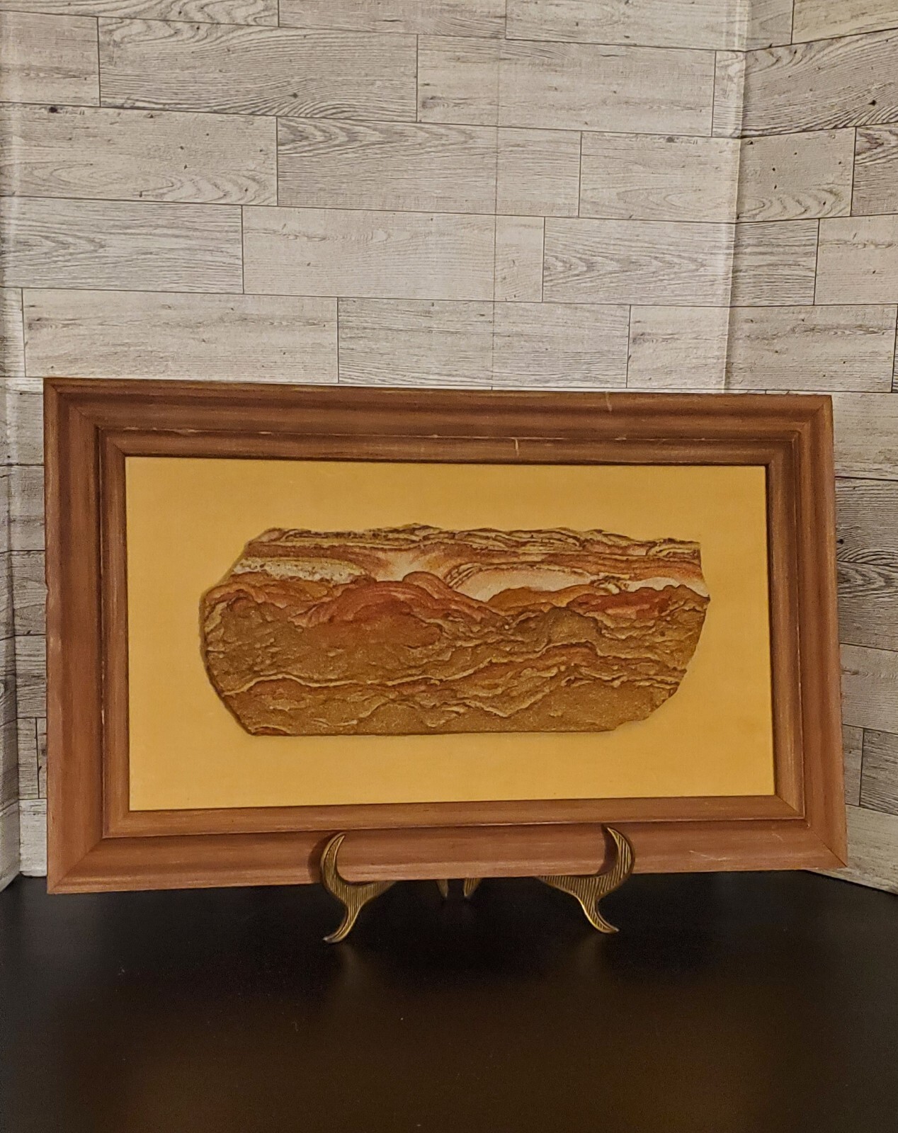 Vintage Rare Kanab Rose Goldenstone, Natural Sandstone Framed Display 19.5×12\ Vintage Rare Kanab Rose Goldenstone, Natural Sandstone Framed Display 19.5×12\