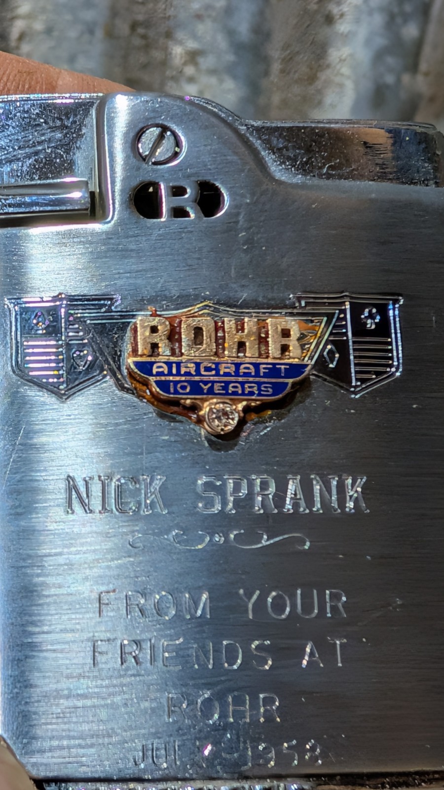 Rare Vintage Ronson Whirlwind Imperial Lighter ROHR Aircraft 10 years award Rare Vintage Ronson Whirlwind Imperial Lighter ROHR Aircraft 10 years award