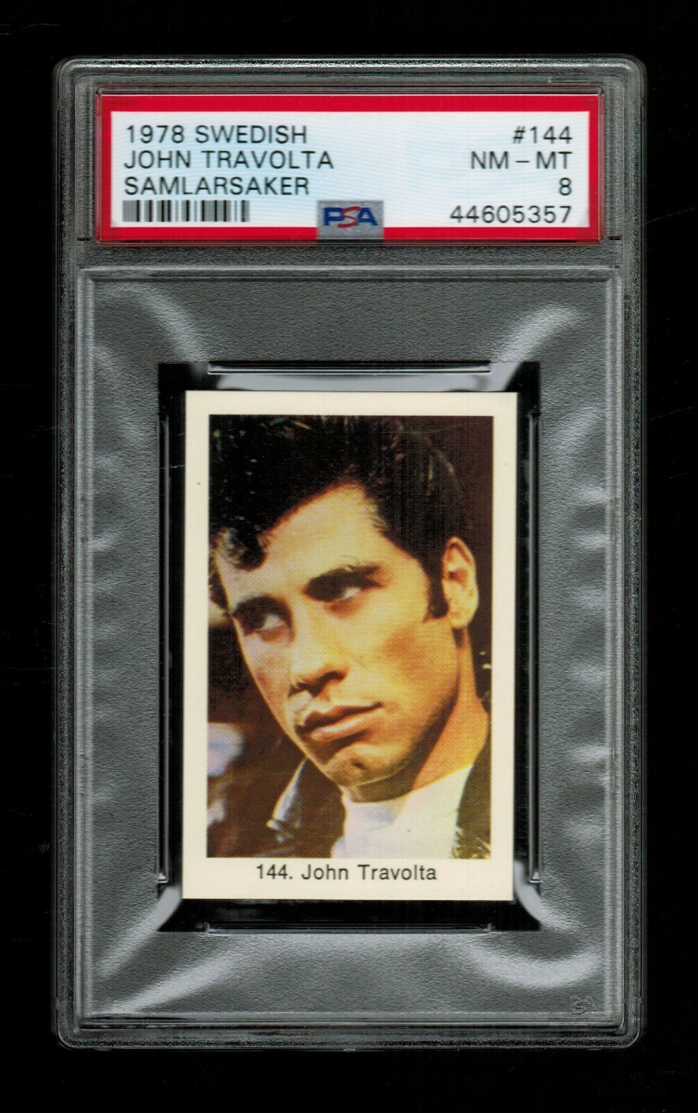 PSA 8 JOHN TRAVOLTA in GREASE 1978 Swedish Card #144 PERFECTLY CENTERED