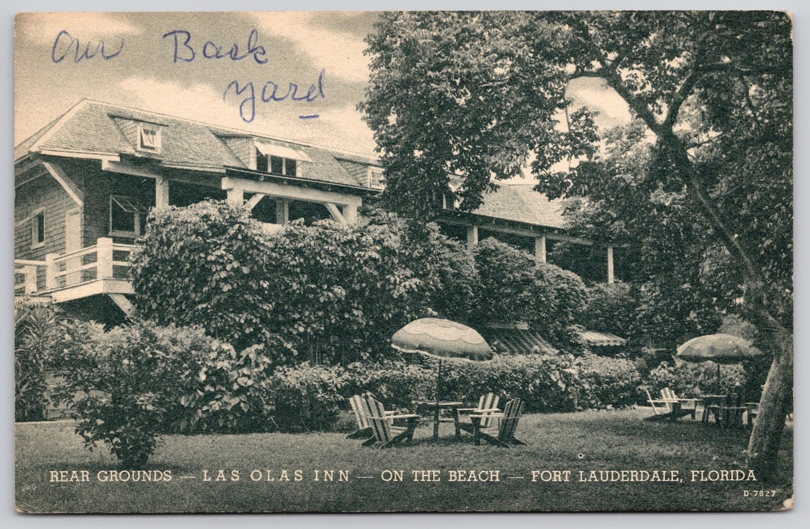 Fort Lauderdale Florida FL Las Olas Inn Rear Grounds Beach Hotel Postcard c1950s