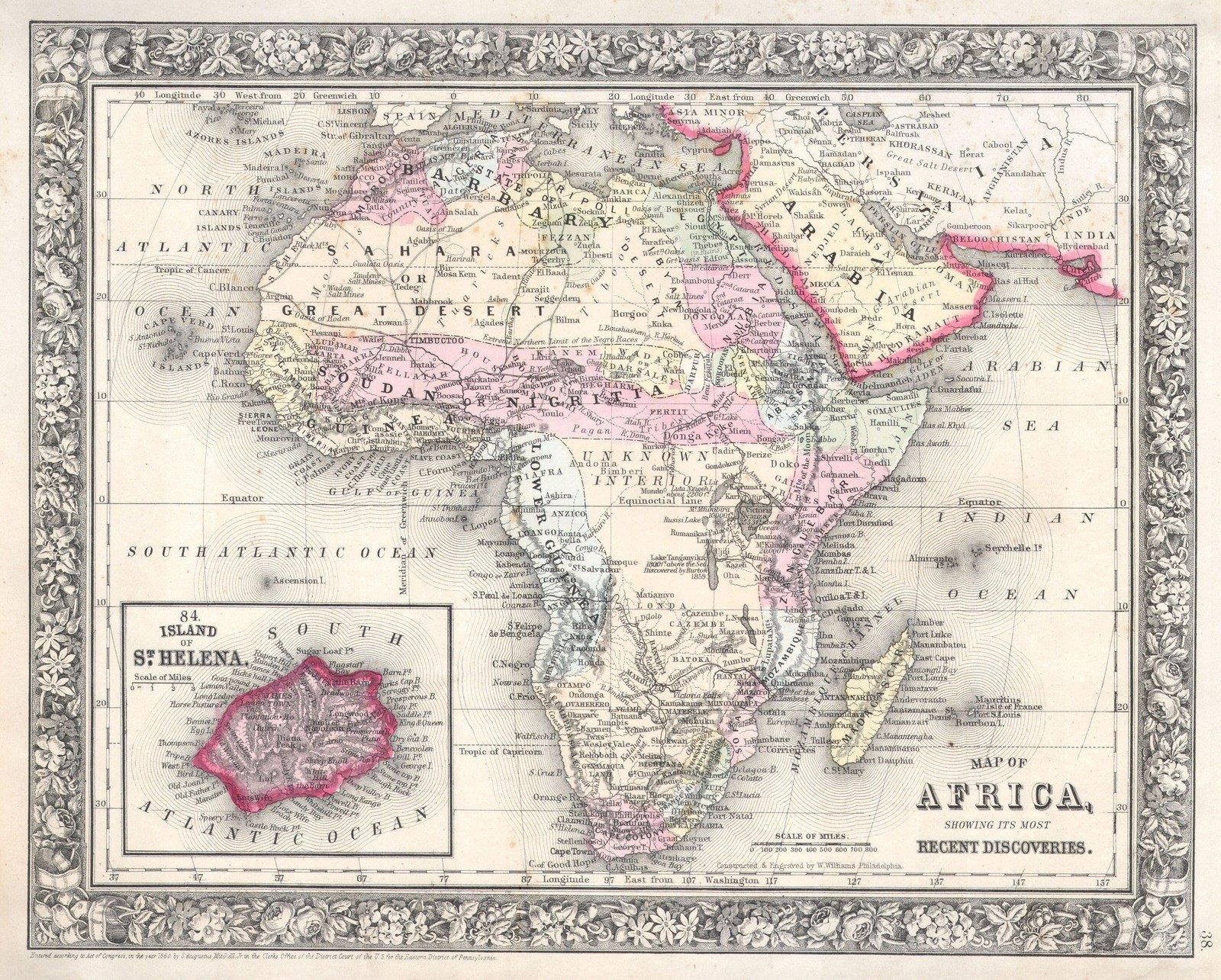 Africa 1862 Mitchell\'s Atlas Vintage Map Historical Geography Reprint Wall Art Africa 1862 Mitchell\'s Atlas Vintage Map Historical Geography Reprint Wall Art