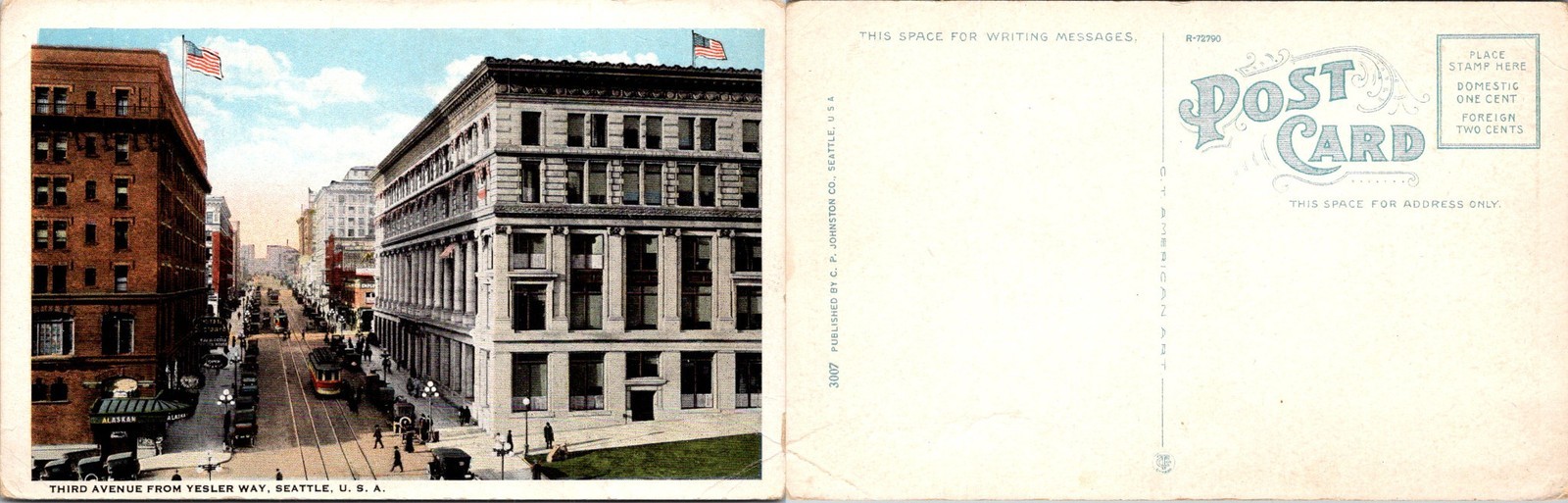 Third Avenue from Yesler Way, Seattle, Washington Postcards unused 56580