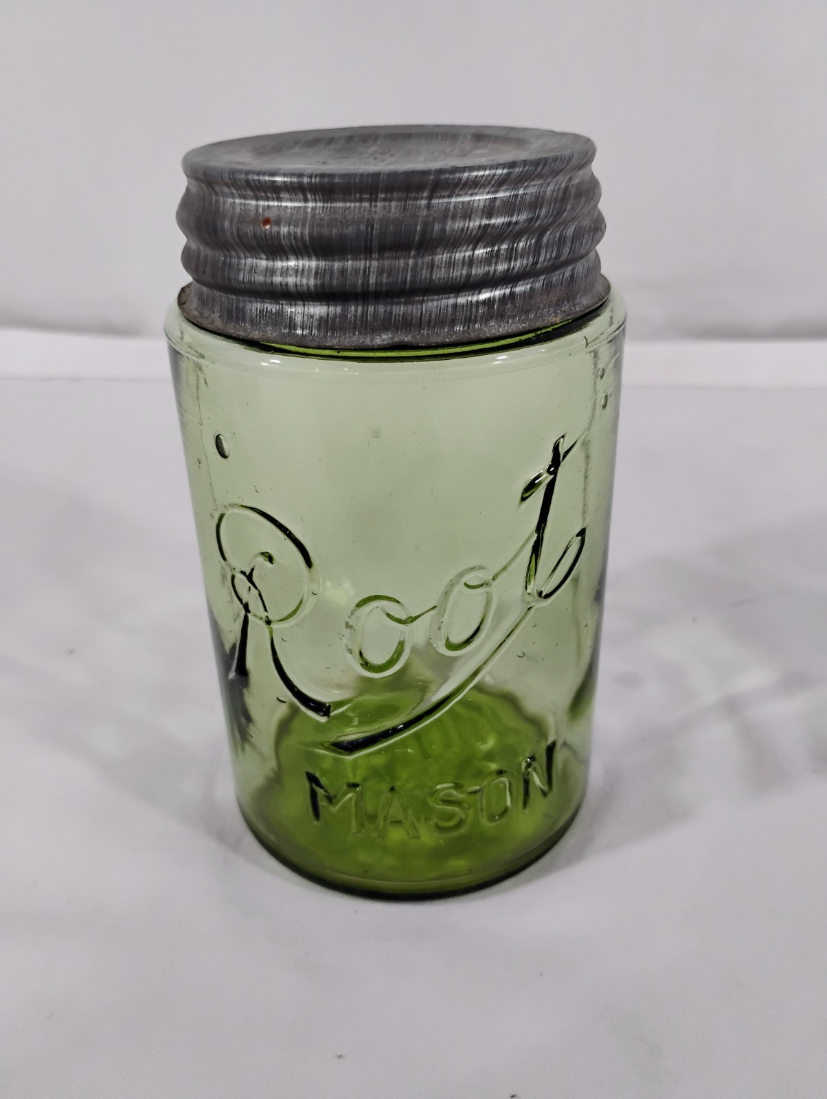 Vintage Very Rare Olive Green ROOT Mason Pint Bubbles & Waves Vintage Very Rare Olive Green ROOT Mason Pint Bubbles & Waves