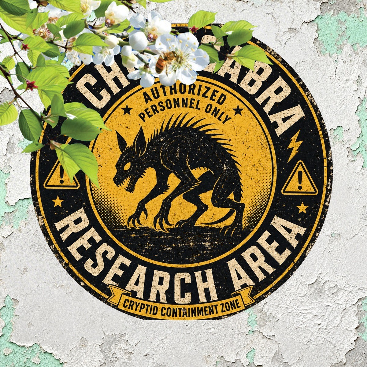 Chupacabra Cryptid Creature Legend Round Metal Sign Mystery Decor