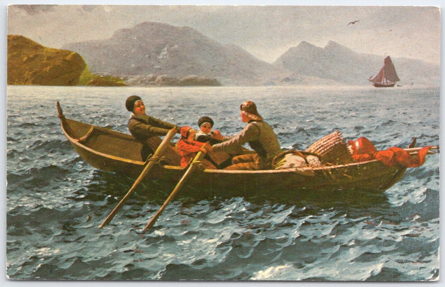 Vintage 'The Helping Hand' by Hans Dahl Norwegian Art Postcard Vintage 'The Helping Hand' by Hans Dahl Norwegian Art Postcard