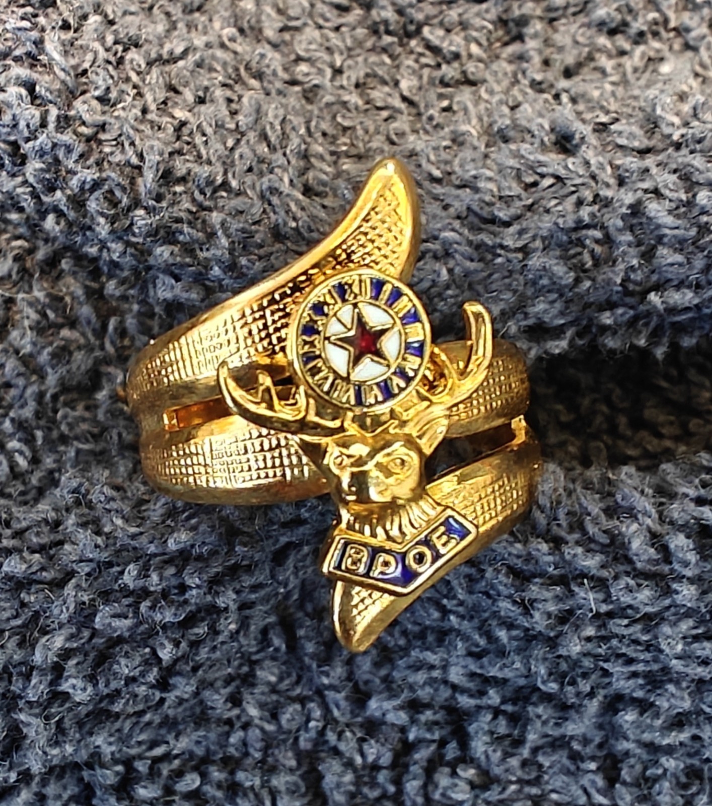 Vintage BPOE Elks Lodge Gold Tone Elk Head Ring Fraternal Jewelry Sizes 6 Vintage BPOE Elks Lodge Gold Tone Elk Head Ring Fraternal Jewelry Sizes 6