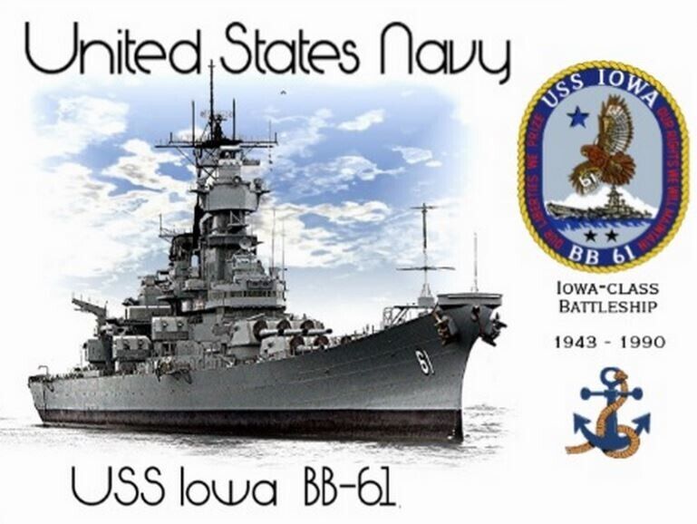 USS IOWA BB-61 BATTLESHIP   -  Postcard