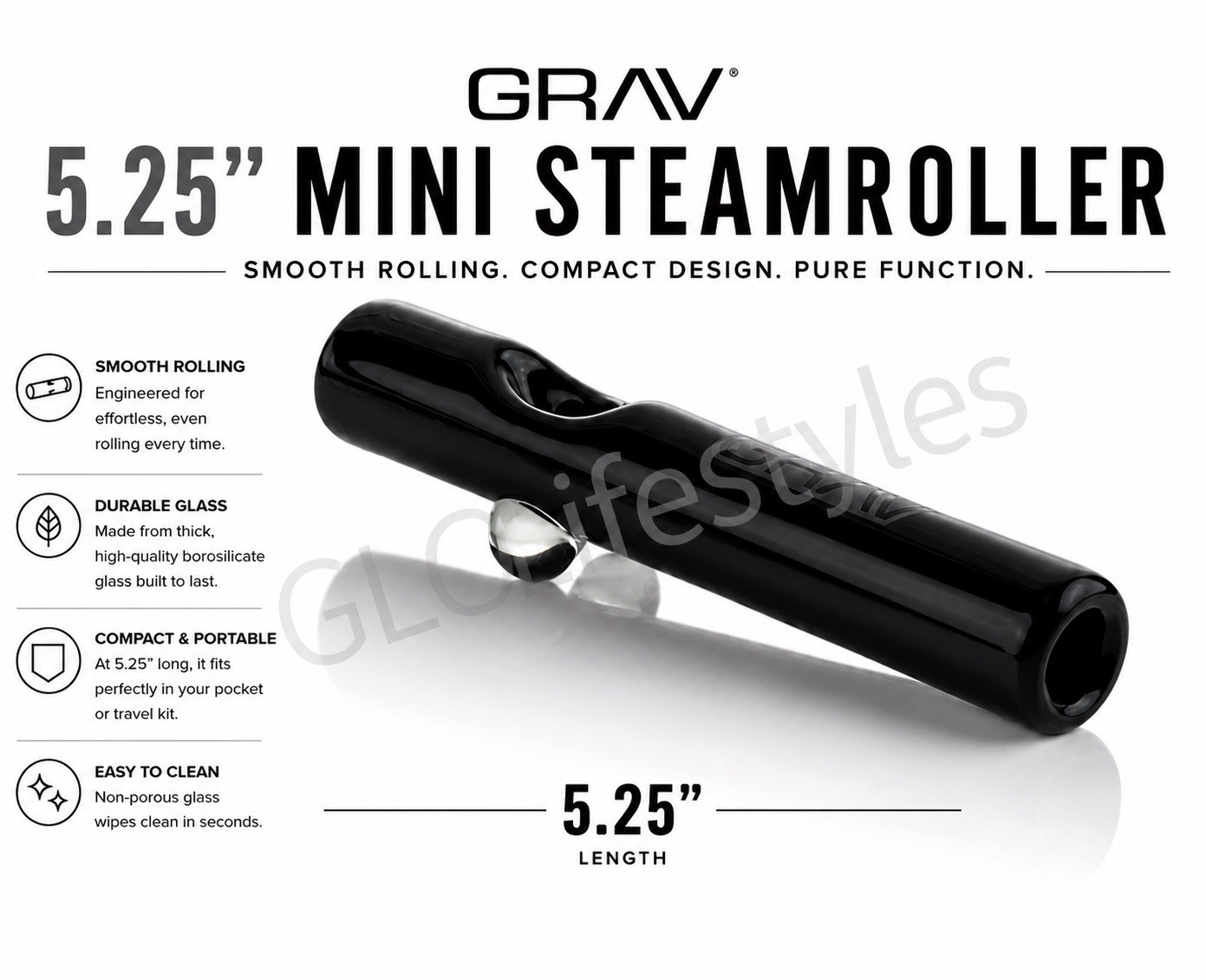 GRAV® MINI STEAMROLLER, 5.25” POCKET PIECE, $30+ COLOR~BLACK GRAV® MINI STEAMROLLER, 5.25” POCKET PIECE, $30+ COLOR~BLACK
