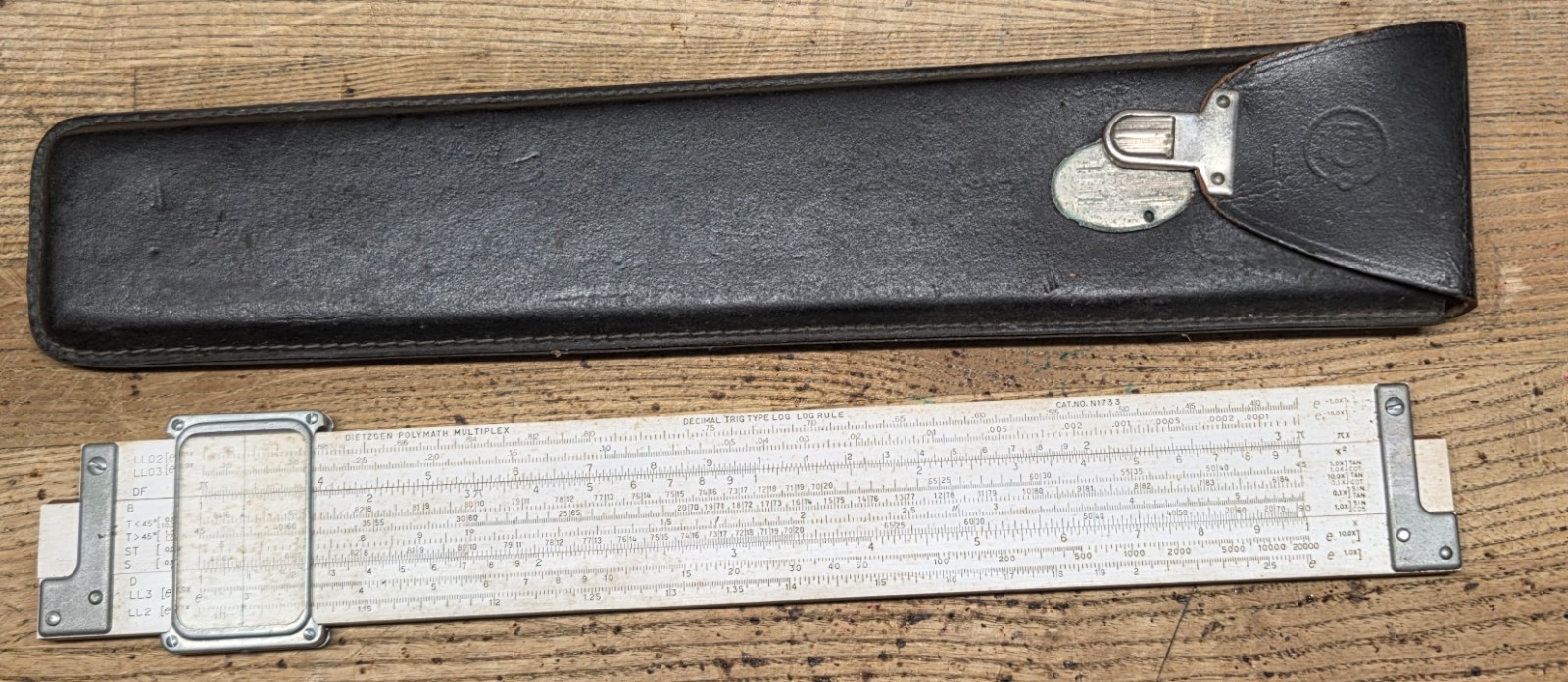 Vintage Eugene Dietzgen Polymath Multiplex Slide Rule N1733 & Leather Case