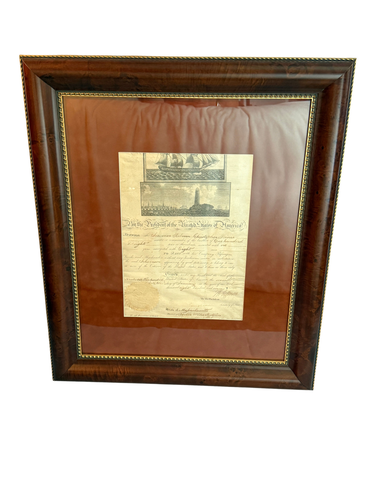 Early 19th c. Thomas Jefferson & James Madison Ship's Passport, Signed Early 19th c. Thomas Jefferson & James Madison Ship's Passport, Signed