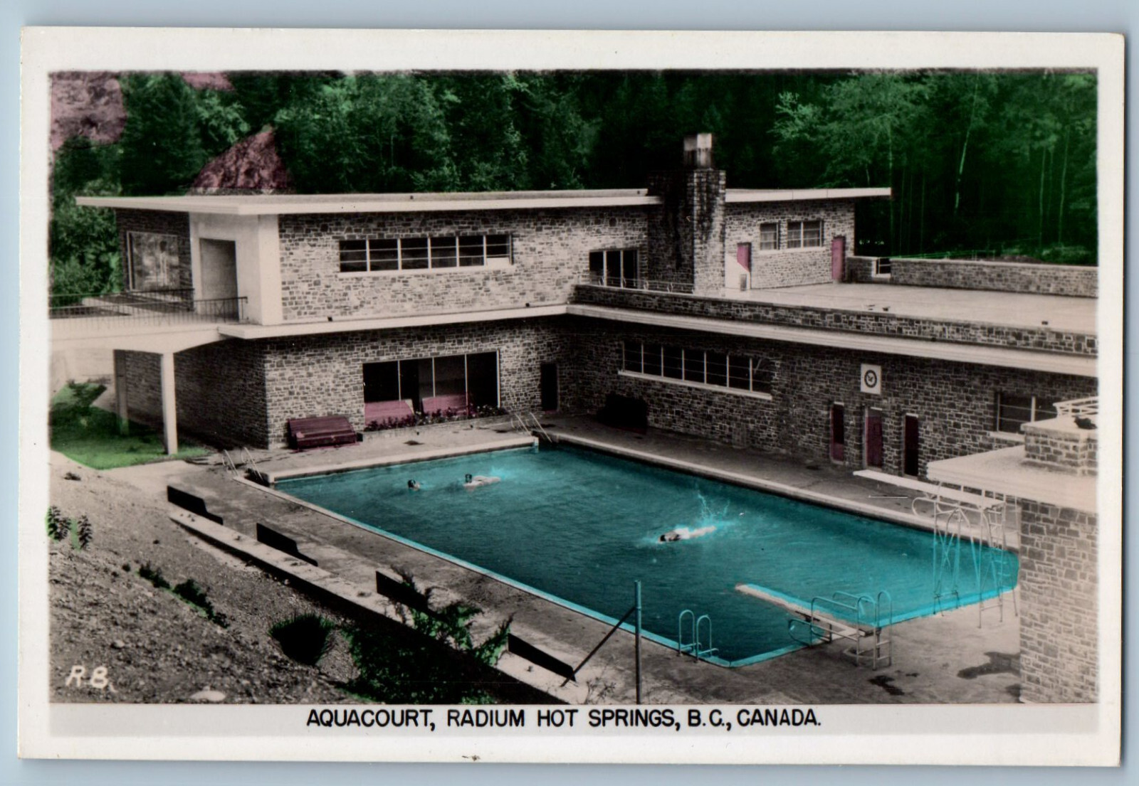 British Columbia Canada Postcard Aquacourt Radium Hot Springs c1930\'s RPPC Photo