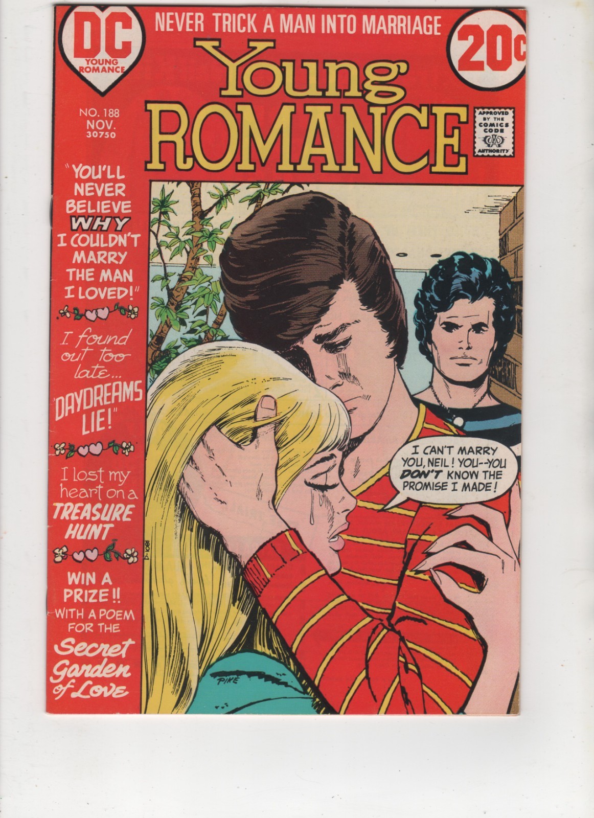 Young Romance #188, White Pages, VF+ 8.5, 1st Print, 1972, See Scans Young Romance #188, White Pages, VF+ 8.5, 1st Print, 1972, See Scans